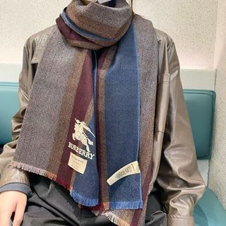 🌟品質保障🌟burberry 深度水波紋經典羊絨格子圍巾64233215262850110