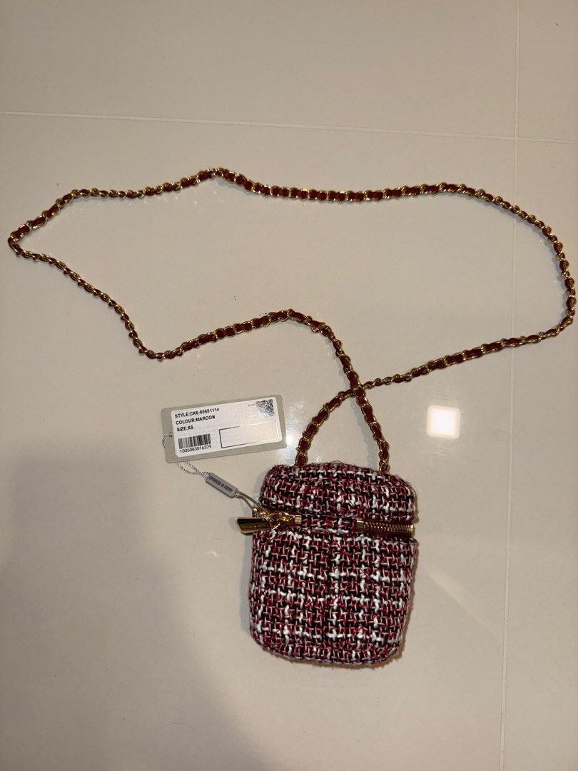 Charles Keith Tweed Crossbody Bag Brand New with Tag, Women's