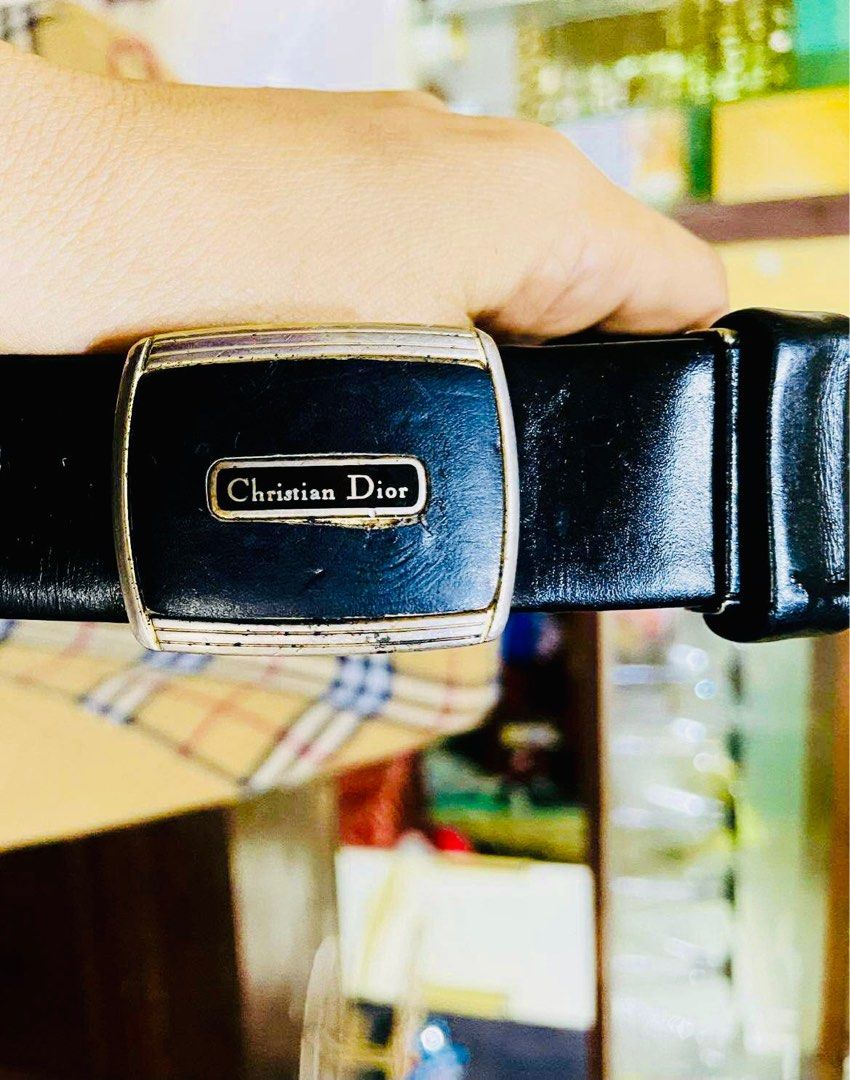 Christian Dior Black Leather Belt (Category: Luxury Accessories) located in San Isidro, Davao Oriental. Submitted by ranofrehets (Listing ID 1399435085, Image 2). Description: - Authentic Christian Dior belt - Black leather - Rectangular buckle with Christian Dior logo - Silver and black buckle design - Genuine leather - Classic and stylish accessory.
