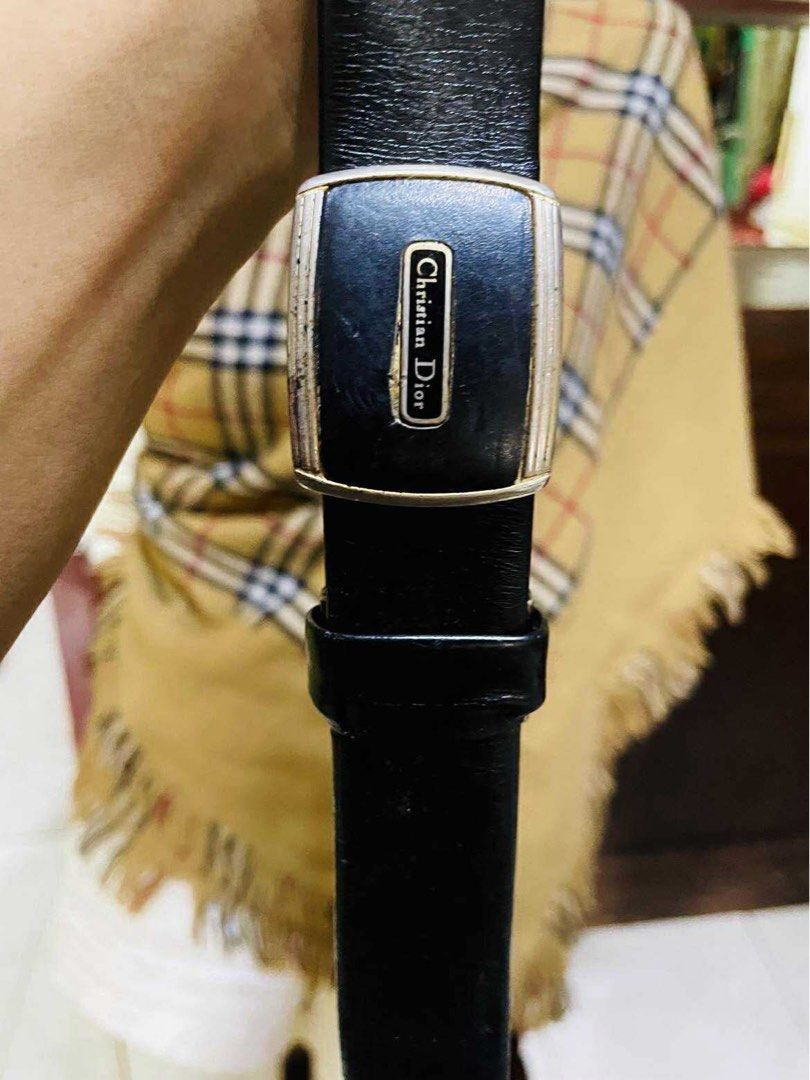 Christian Dior Black Leather Belt (Category: Luxury Accessories) located in San Isidro, Davao Oriental. Submitted by ranofrehets (Listing ID 1399435085, Image 1). Description: - Authentic Christian Dior belt - Black leather - Rectangular buckle with Christian Dior logo - Silver and black buckle design - Genuine leather - Classic and stylish accessory.