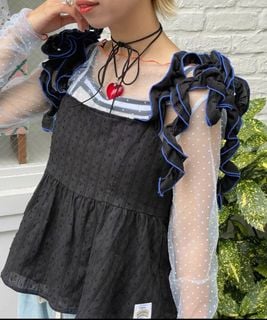 日牌ciaopanic黑色荷葉邊吊帶64228235370883110