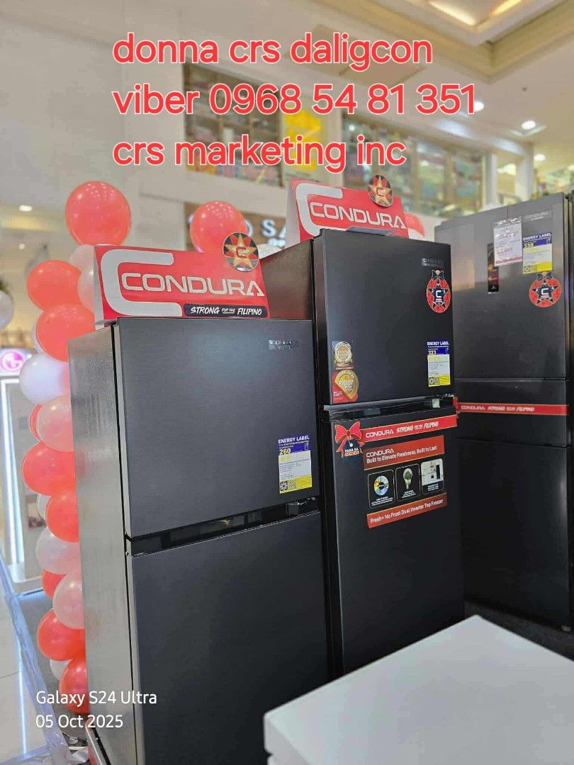Condura ref (Category: Refrigerators and Freezers) located in Manila. Submitted by donnasagao03665 (Listing ID 1399391230, Image 2). Description: 🟨 CONDURA REFRIGERATOR NO FROST INVERTER REFRIGERATOR / CONDURA PERSONAL REF / CONDURA REF 🟨 TWO DOOR INVERTER 📍 CTF650i 6.3 - 14,200 📍 CTF77i 7.0 - 14,900 📍 CTF83iCG 8.3 - 15,900 📍CTF88i 8.8 - 16,200 📍CTF98i 9.8 - 17,600 📍CTF107i 10.7 - 19,900 PERSONAL REF 📍 CPR90TD WHT 3.1 - 8,900 📍 CPR90TD 
