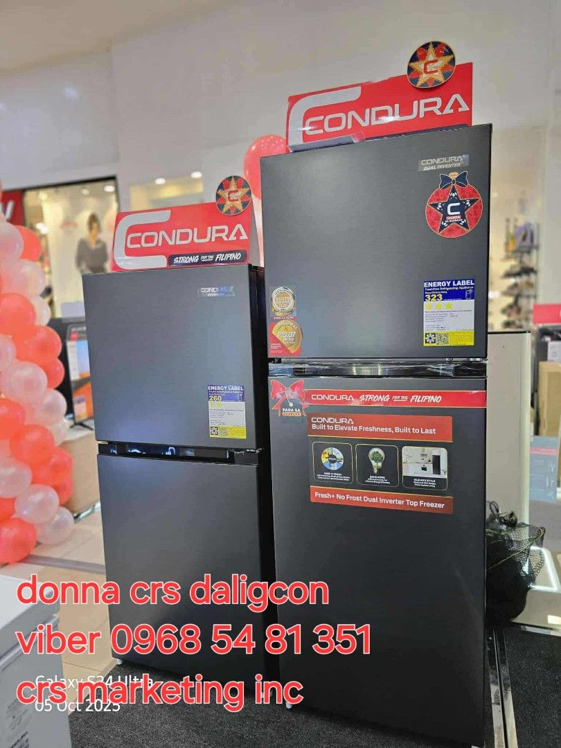 Condura ref (Category: Refrigerators and Freezers) located in Manila. Submitted by donnasagao03665 (Listing ID 1399391230, Image 3). Description: 🟨 CONDURA REFRIGERATOR NO FROST INVERTER REFRIGERATOR / CONDURA PERSONAL REF / CONDURA REF 🟨 TWO DOOR INVERTER 📍 CTF650i 6.3 - 14,200 📍 CTF77i 7.0 - 14,900 📍 CTF83iCG 8.3 - 15,900 📍CTF88i 8.8 - 16,200 📍CTF98i 9.8 - 17,600 📍CTF107i 10.7 - 19,900 PERSONAL REF 📍 CPR90TD WHT 3.1 - 8,900 📍 CPR90TD 