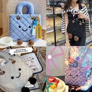 代購CTANDJM生活加點趣 環保皮草菱格手提戴妃包大眼睛手提斜挎包64224722519555110