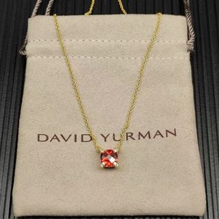 🌟官網授權商家🌟David Yurman 金色主石8mm 四爪紅鑽項鍊，長度42 + 3 + 3cm 延遲鍊64229340290434110