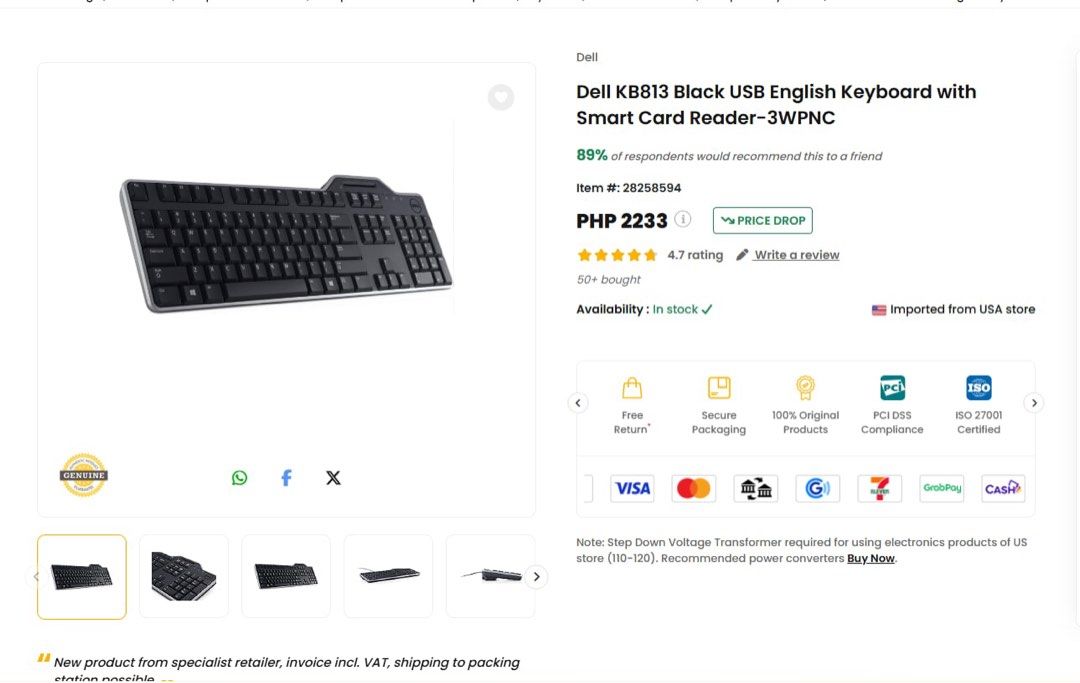 Dell KB813 Black usb keyboard (Category: Computer Keyboard) located in General Trias. Submitted by declutterwithdap (Listing ID 1399277403, Image 3). Description: Negotiable for sure buyers General trias loc .