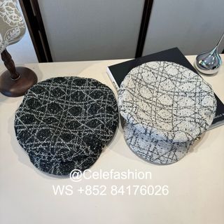 Dior 女裝一體均碼黑白粗花呢帽 女裝粗花呢格仔帽 貝雷帽 賊仔帽  @celefashion64225406745218110