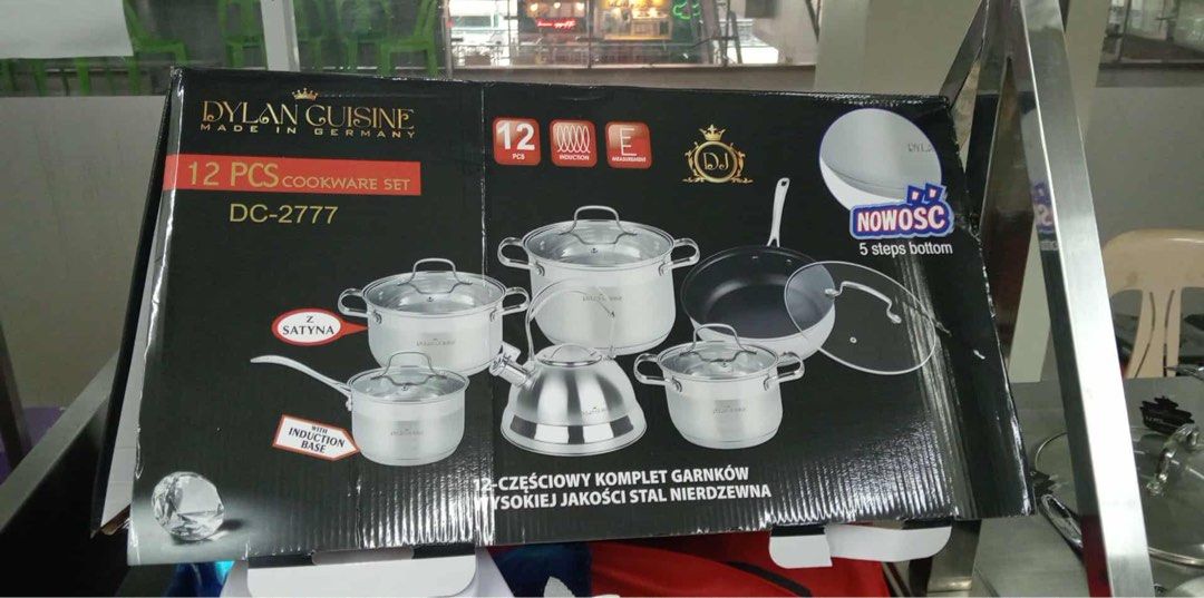 DYLAN CUISINE Cookware Set – Made in Germany (Category: Other Kitchen Appliances) located in Manila. Submitted by ryngyrain (Listing ID 1399354325, Image 3). Description: DYLAN CUISINE Cookware Set – Made in Germany 🇩🇪 ✨ Brand New – Never Used! Originally ₱25,000 ➡️ Now only ₱18,000! ✅ 6 pcs Stainless Cookware Set (12 pcs total with lids) Includes: 1️⃣ Frying Pan with Lid 2️⃣ Saucepan with Lid 3️⃣ Medium Casserole Pot with Lid 4️⃣ Large Cassero