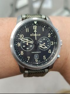 Ellesse, Military Chronograph, Quartz, Stainless steel case, Nylon straps, 40mm diameter, working64225601124738110