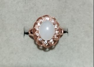 Rose gold open bangle with white jade (EONE.C)64232872861825110