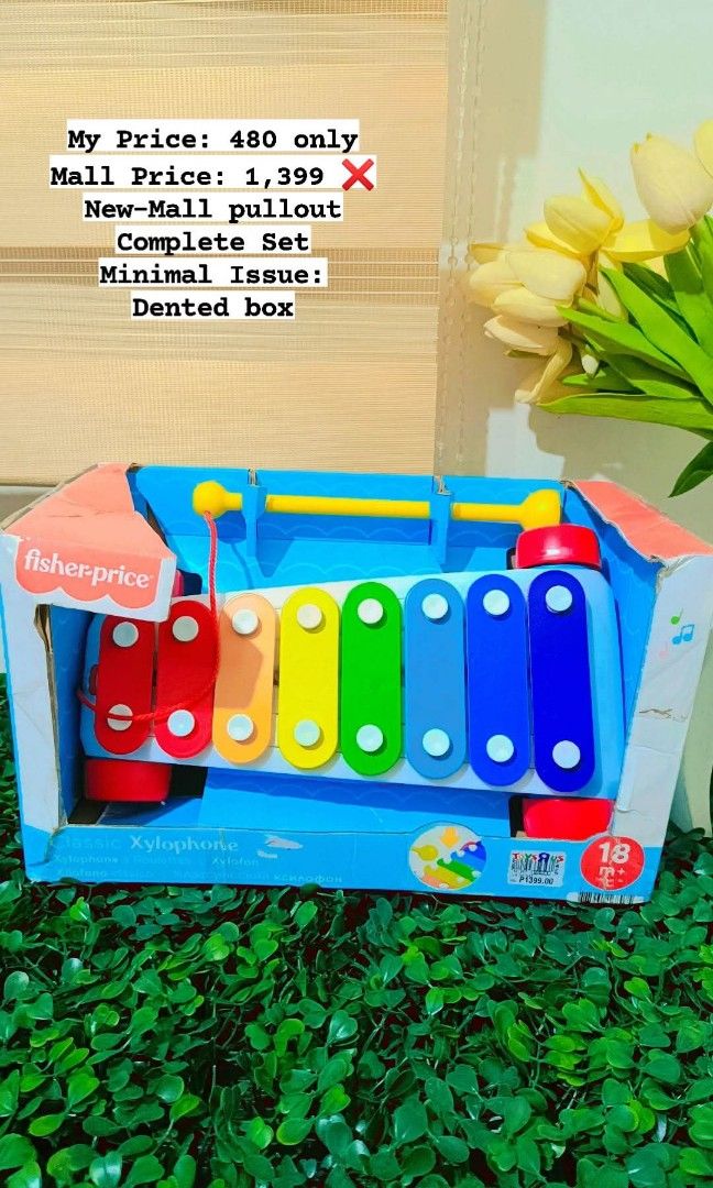 Fisherprice Classic Xylophone (Category: Educational & Learning Toys) located in Quezon City. Submitted by mhoniqvela04 (Listing ID 1399244823, Image 1). Description: Original New-Mall pullout Working Well Complete Set Actual pic posted Pm for video Issue: Dented box.