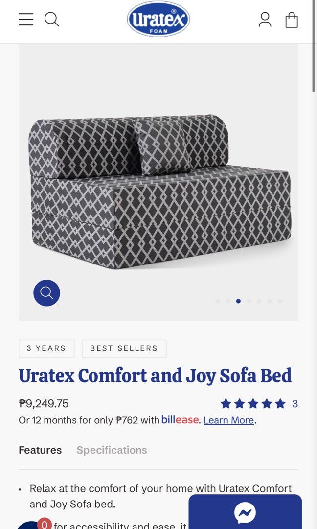Full double Uratex joy sofa bed (Category: Bed Frames & Mattresses) located in Manila. Submitted by chicandbaddie (Listing ID 1399268192, Image 1). Description: Need lang labhan ung pinaka cover Hindi masyado nagamit, naalikabukan lang sa storage room Bought for 10-12k on mall.