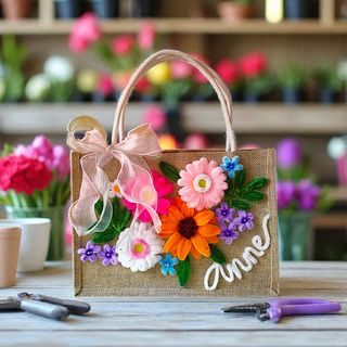 手工製作花卉黃麻手袋64232722081155110