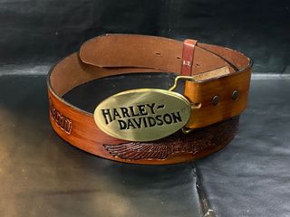 Harley Davidson 哈利復古啡色皮帶及皮帶扣64229975093249110