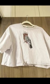 initial pink parrot t-shirt tee, size 164222390422019110