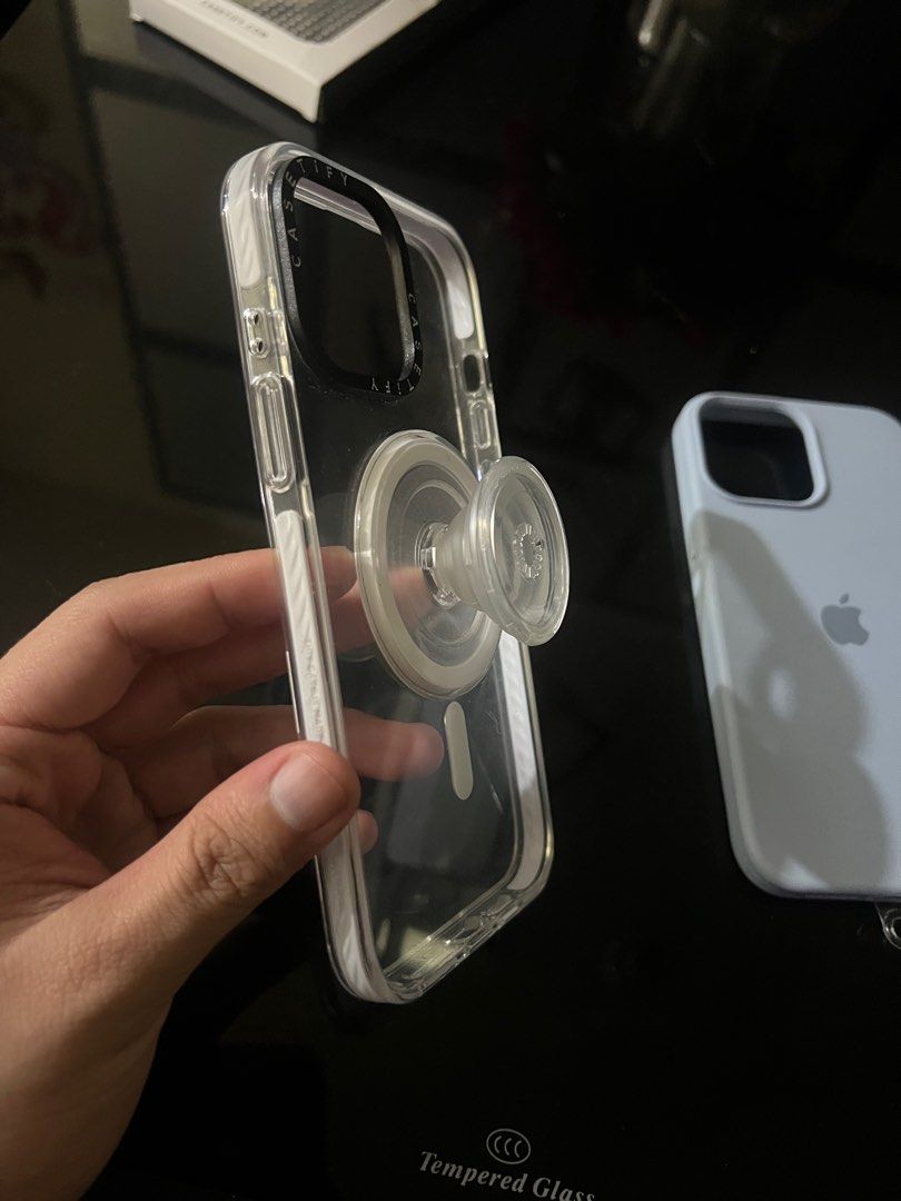iPhone 13 Pro Max Cases (Category: Other Gadgets) located in Makati City. Submitted by i_declutter.mnl (Listing ID 1399393195, Image 3). Description: super classy cases for 13 pro max! inclusions *light blue non-slip silicone case *gray lanyard *caseti magsafe phone case *magsafe socket (clear) .