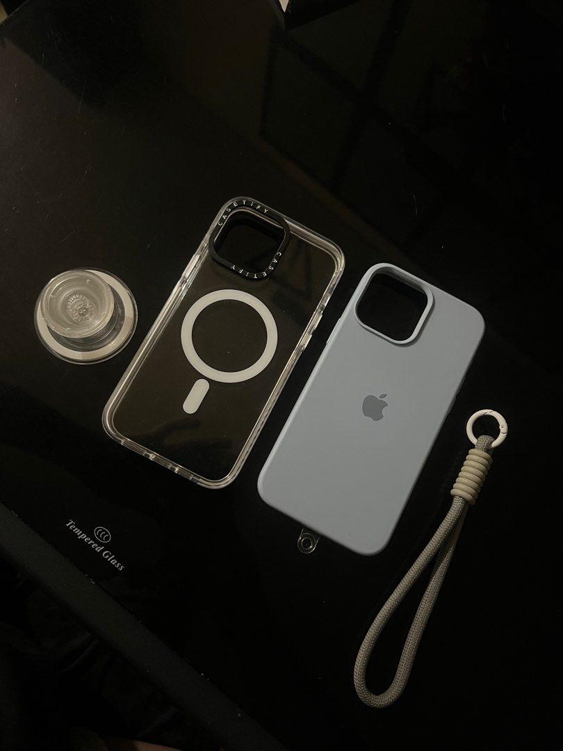 iPhone 13 Pro Max Cases (Category: Other Gadgets) located in Makati City. Submitted by i_declutter.mnl (Listing ID 1399393195, Image 1). Description: super classy cases for 13 pro max! inclusions *light blue non-slip silicone case *gray lanyard *caseti magsafe phone case *magsafe socket (clear) .