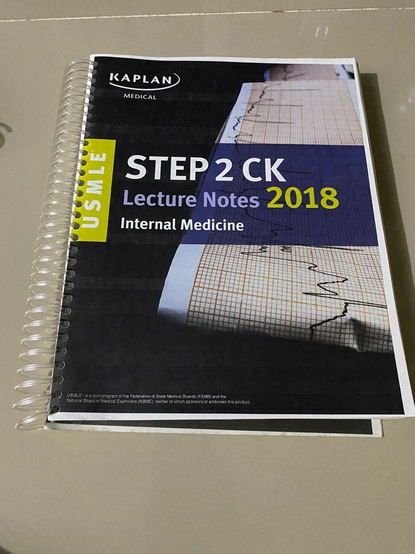 Kaplan Step 2 CK Lecture Notes 2018: Internal Medicine (Category: Textbooks) located in Cebu City. Submitted by geez_md (Listing ID 1399324688, Image 1). Description: - Kaplan Step 2 CK Lecture Notes 2018 for Internal Medicine - Includes USMLE Step 2 CK Lecture Notes - Spiral-bound format - Features the Kaplan Medical logo - Ideal for USMLE Step 2 CK exam preparation.