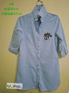 L碼 淺藍色 中袖 連身裙64229338437761110