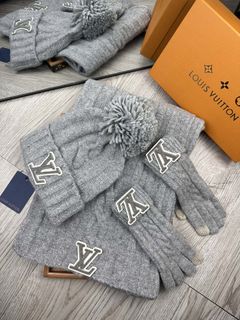 Louis Vuitton LV福利好物【圍巾帽子帶毛球手套 】三件套套裝64228976798849110