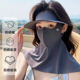 lululemon 2025 新款冰絲空頂帽+防曬護頸面罩二合一套裝 頂級防曬品二件組合套64224723351043110