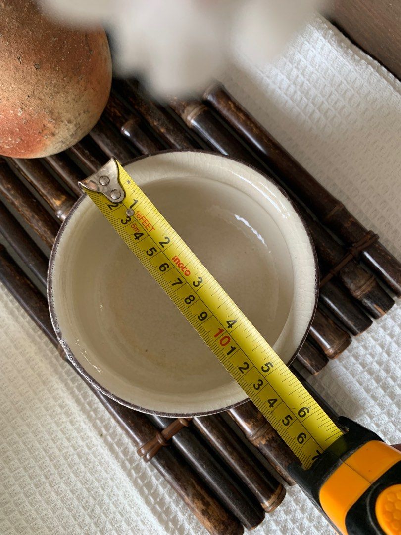 Matcha Bowl Chawan Kensui bowl (Category: Coffee & Tea Tableware) located in Taguig. Submitted by gabagoolz (Listing ID 1399360771, Image 3). Description: - Cream-colored stoneware bowl - Features brown, hand-painted floral designs - water waste bin for matcha ceremony but can also used as matcha bowl - Dark brown rim - Approximately 10cm in diameter .