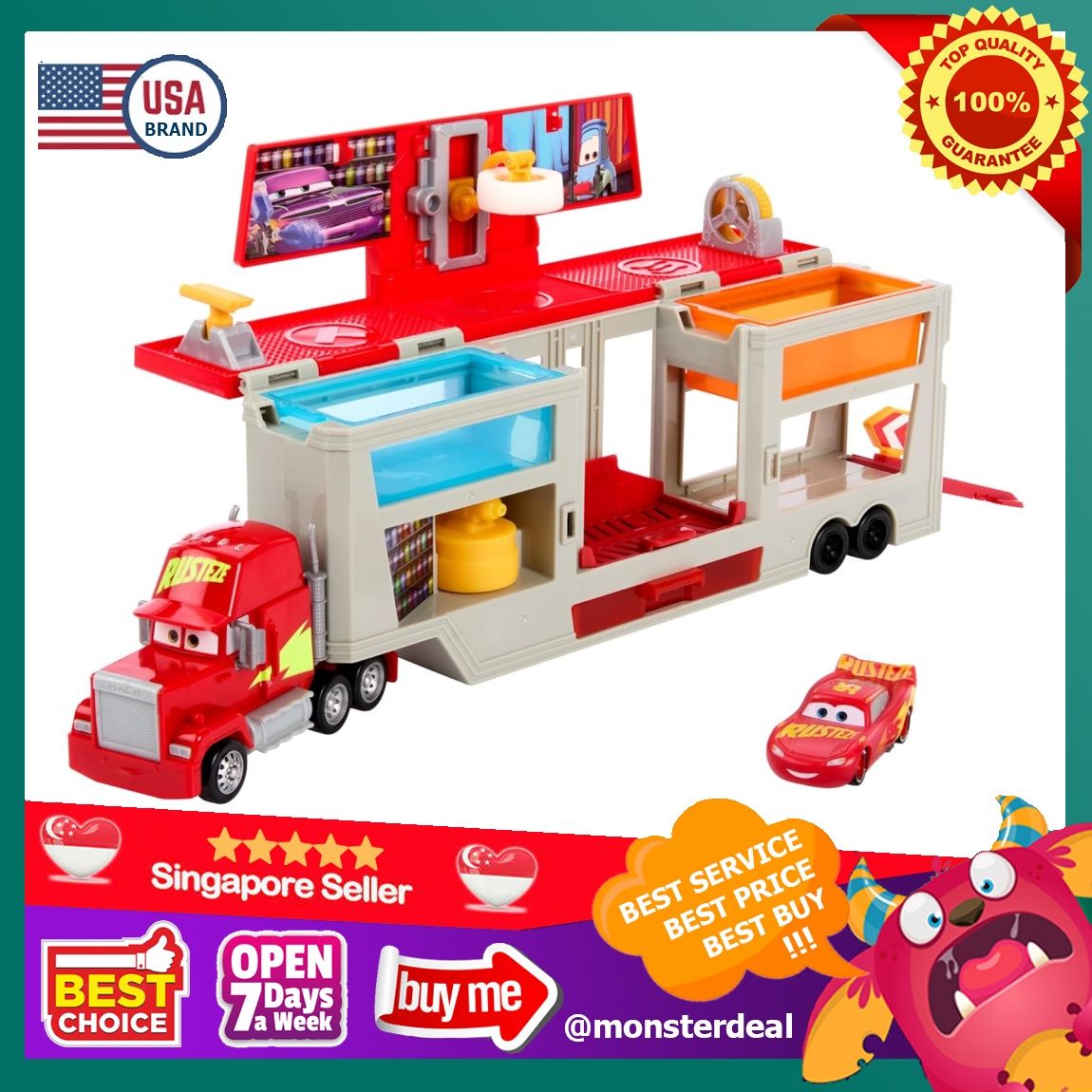 Mattel Disney Pixar Cars Transforming Truck & Toy Car Playset, Color ...