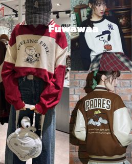 MLB 聯名 史努比 針織衫 棒球褸 長袖衫 斜孭袋 外套 查理布朗 閨蜜外套 秋冬 冷衫 情侶衛衣 男裝 毛衣 la snoopy peanut Charlie Brown64227016837379110