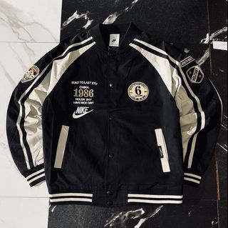 Nike 復古1986 Neverlook 系列雙色拼接刺繡貼布撞色棒球情侶機車夾克外套  男女同款 Korea Fashion Style 韓國 潮流 時尚 Parkas Wind Breakers Jacket 男裝外套 女裝外套 外褸64226036303745110