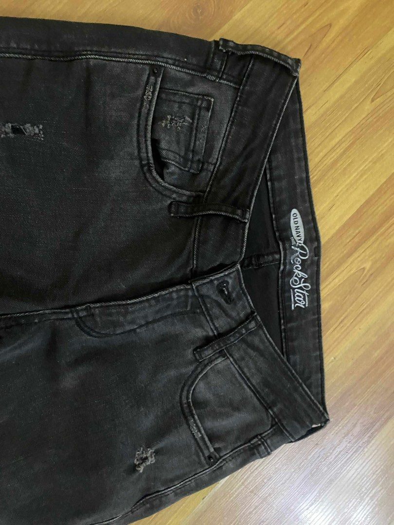 Old Navy RockStar Jeans (Category: Jeans) located in Mandaluyong City. Submitted by southborder (Listing ID 1399265411, Image 2). Description: semi ripped old navy stretchable denim black pants 350 pesos only fits size 27-28.