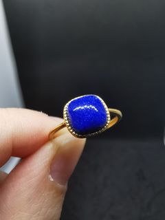 S925純銀 銀鑲 老礦阿富汗 青金石 方形泡泡珠 介子  生日禮物 情侶 男女適 ( 9x9mm 可調較)64223015436547110