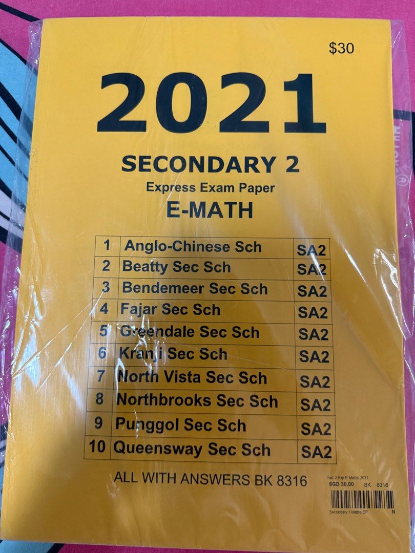 Secondary 2 E-Math Exam Paper 2021, Hobbies & Toys, Books & Magazines ...