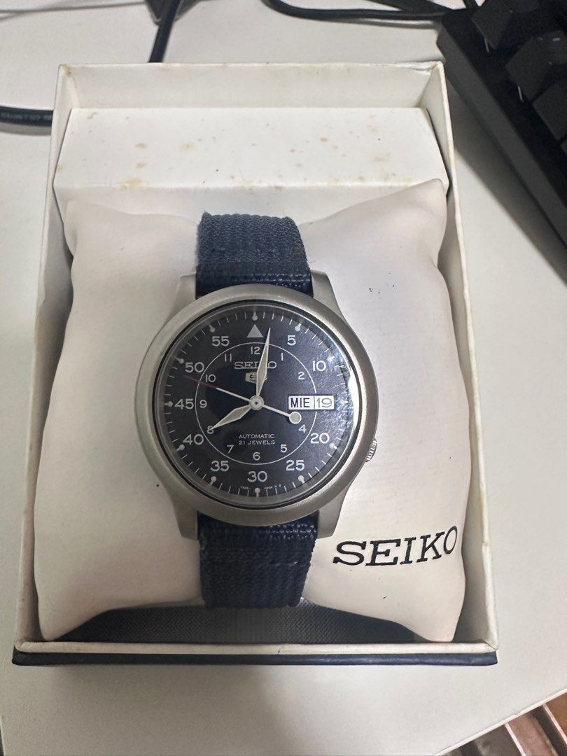 Seiko SNK 807 Automatic Watch with Blue Strap, Men's Fashion