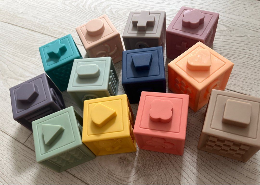 Silicone Stacking Blocks - Sensory Toys, Babies & Kids, Infant Playtime ...