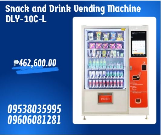 Snack and Drink Vending Machine DLY-10C-L (Category: Refrigerators and Freezers) located in Caloocan City. Submitted by baunsitshe84379 (Listing ID 1399352207, Image 1). Description: 1)Color: White 2)Dimension: 1920x1375x855mm Weight:360KGS 3)With refrigerating unit 4)Capacity:300-500 piece,6 spiral layers .10-wide 5)GPRS wireless management 6)Free to use Cloudy system for real-time monitoring sales datas, inventory. 7)Payment system: Bill accept