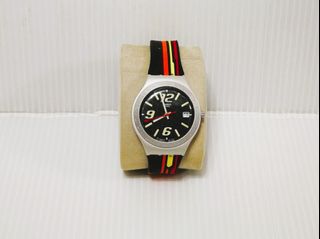 SWATCH IRONY 不銹鋼/皮錶帶 三針電子石英手錶 (有電)64228787755009110