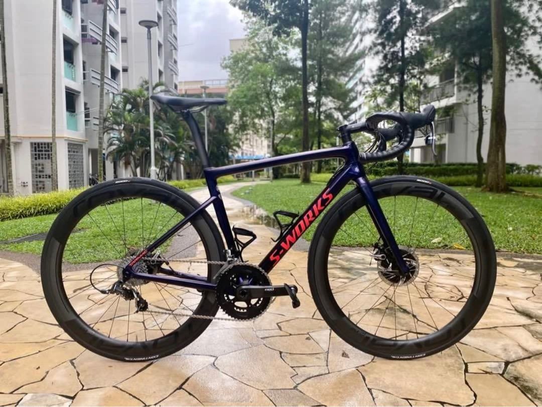 S-Works Tarmac SL6 Disc (Category: Bicycles) located in Singapore. Submitted by light_18 (Listing ID 1399310051, Image 1). Description: Letting go a full bike to fund next project. Immaculate condition. Distance covered is less than 5,000 km. Size: 52 Roval CL50 wheels SRAM Red crankset 11sp 50/34T SRAM Force shifters, FD, RD SRAM PG1170 cassette 11-28T Shimano Dura Ace disc rotors Mechanical disc brake Pedals and accessories are not included. Ch