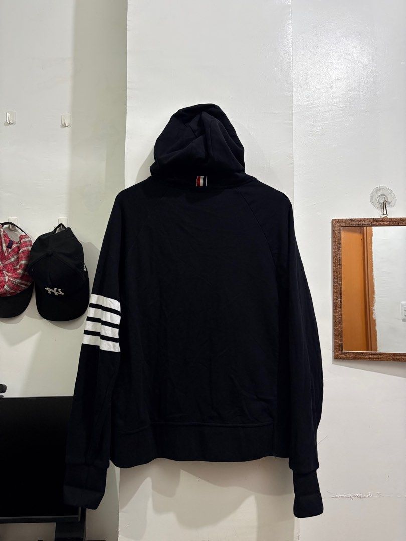 THOM BROWNE 4 BAR ZIP-UP HOODIE (Category: Coats, Jackets and Outerwear) located in Naga. Submitted by sislovesme (Listing ID 1399256933, Image 2). Description: •EXCELLENT CONDITION •NO FLAWS •RIRI UNZERZIP,DOUBLE ZIPPER FOR ENCHANCE STYLE LOOK •SIZE 3 •WIDTH 21 INCHES •LENGHT 27 INCHES.