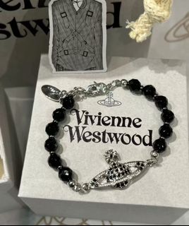 Vivienne Westwood 黑瑪瑙土星鑽石手鍊64223364560257110