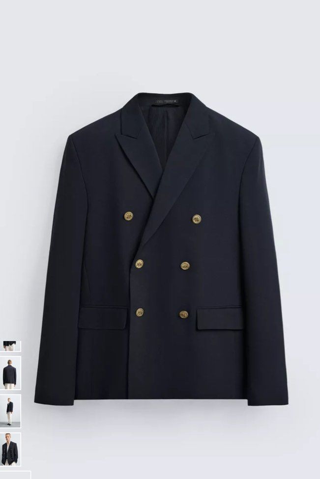 Zara Double Breasted Blazer 1564/305/422, Men's Fashion, Tops