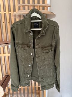 Zara 橄欖綠男仔牛仔外套(Size S)64226598484610110
