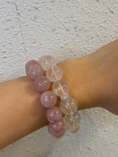 14m White Ghost Crystal đ€ & 14m Strawberry Amethyst Bracelet đ64238735367681110