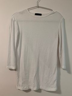 親膚面白色7分上衣 微透64237117342979110