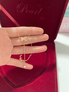 925純銀 渡金蝴蝶結項鍊 項鏈 可以調長度64237565423107110