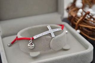 925 Sterling Silver Cross Red String Rhinestone Bracelet, Red String Wristband, Good Luck64234490146563110