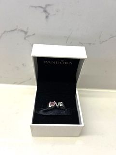 刻着純銀925  真粉紅色寶石托帕石戒指 Love字樣64239557995009110