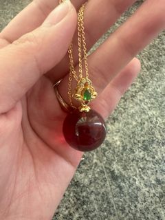 透紅光水晶球吊墜項鍊64235361614594110