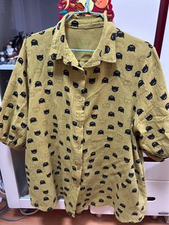 日本 貓咪印花襯衫 薄外套64236714182657110