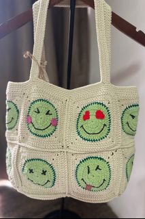Hand-embroidered Cute Smiley Face Tote Bag (Each Style Only One Available)64237344015874110
