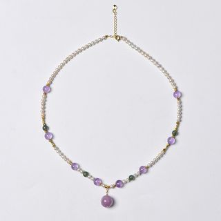 紫锂辉珍珠紫晶项链64240751911042110